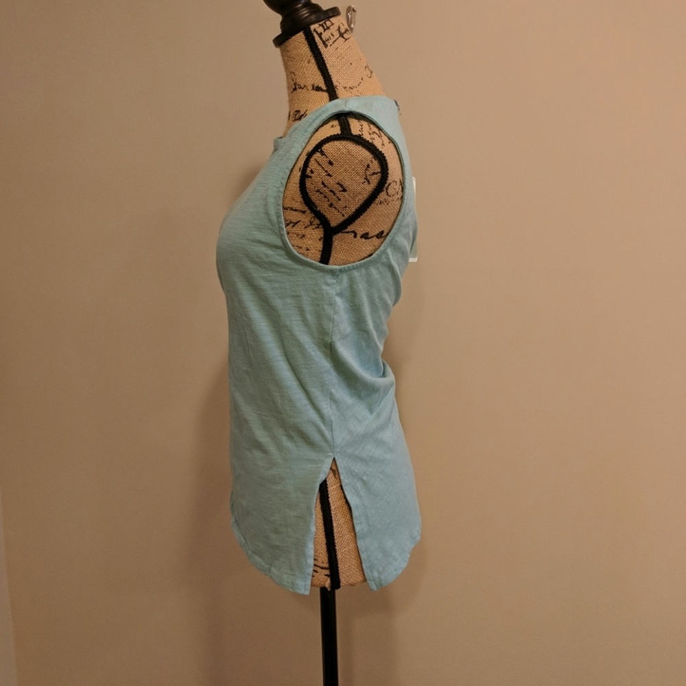 Sleeveless Slub knit Seafoam Side Knot Top - Picture 5 of 8